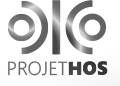 Logomarca da Projetos, uma empresa especializada em arquitetura hospital, a marca é cinza com degrade que ilumina a composição.